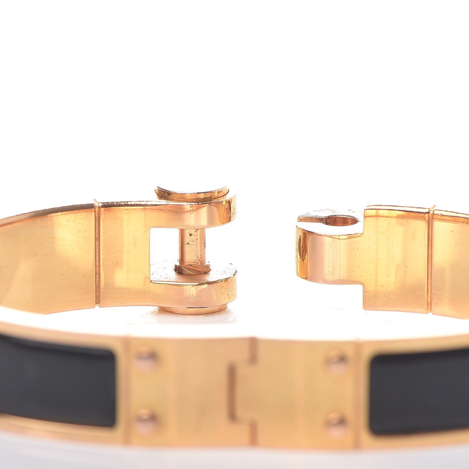 Hermes Enamel Charniere Uni Narrow Hinged Bracelet S Black 4 of 7