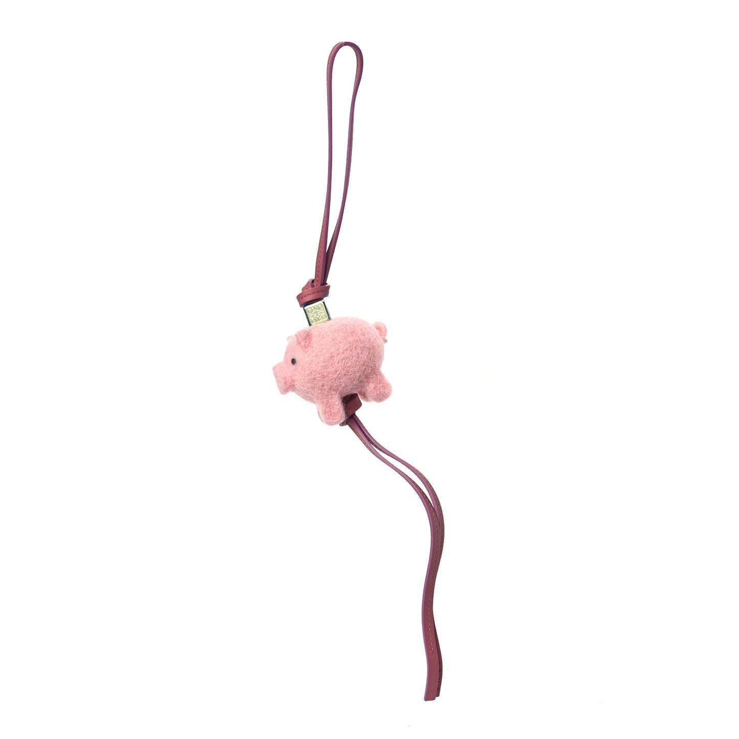 Calfskin Felt Pig Charm Pink Tan