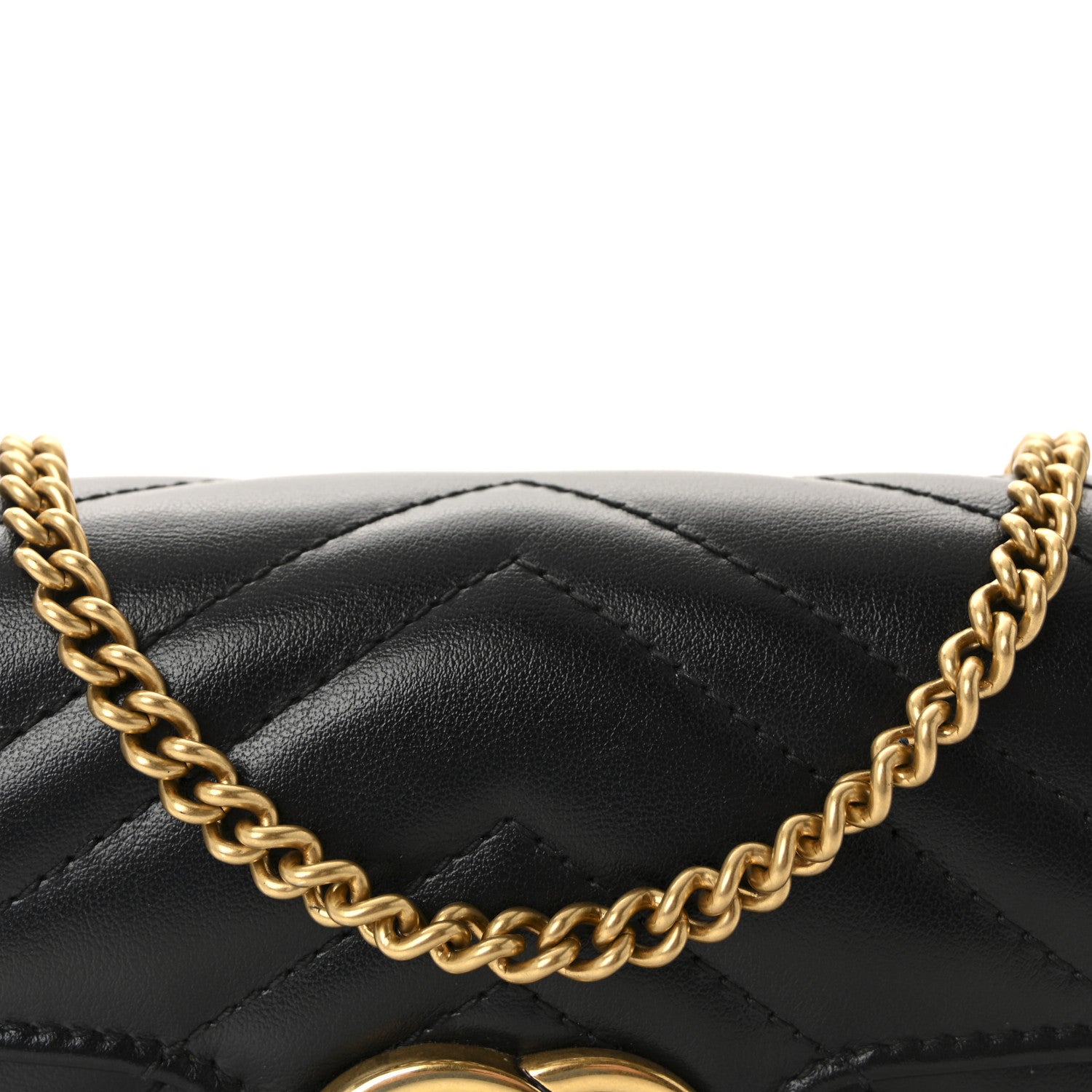 Gucci Calfskin Matelasse Super Mini GG Marmont Shoulder Bag Black 8 of 10