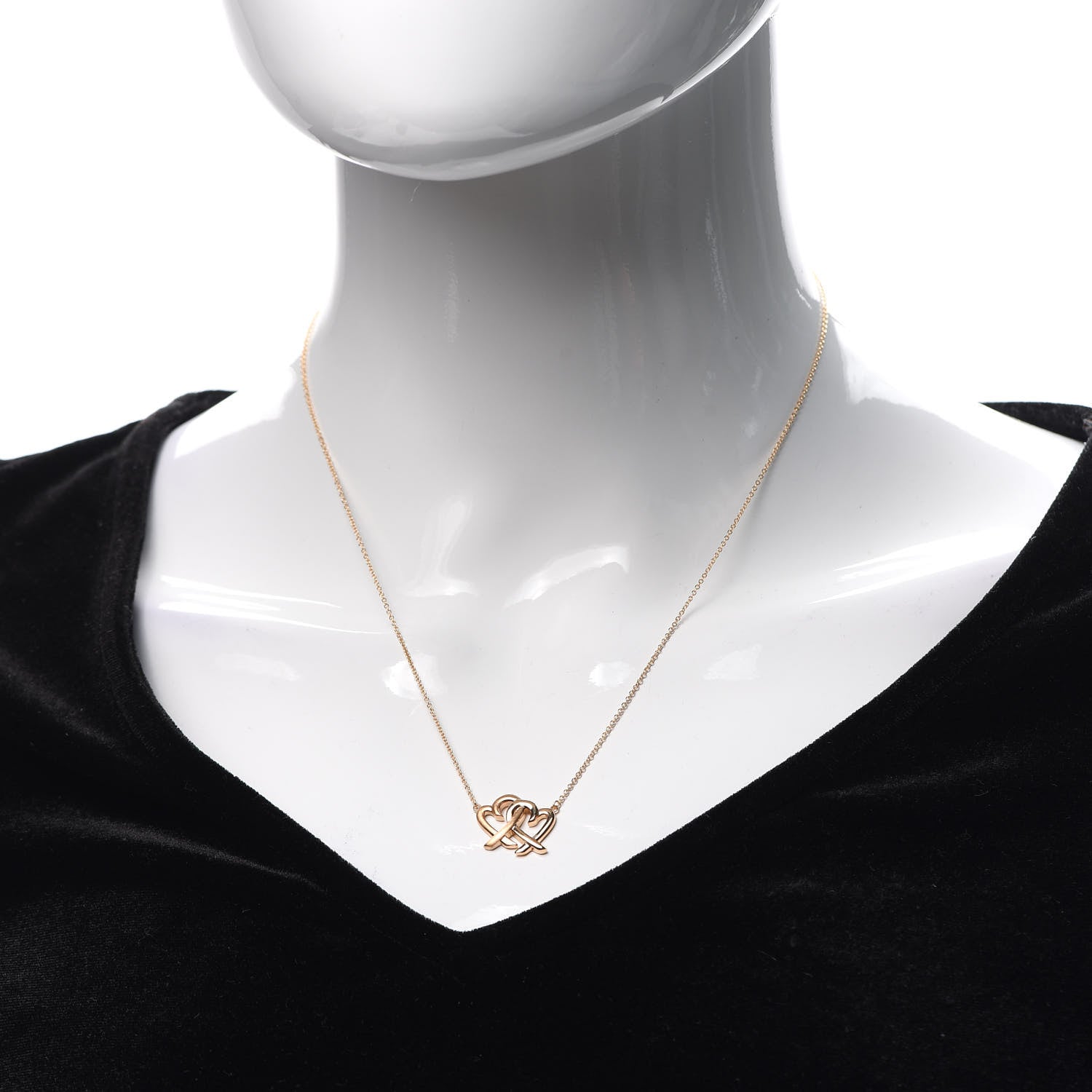 Tiffany 18K Rose Gold Paloma Picasso Loving Heart Interlocking Pendant Necklace 2 of 7