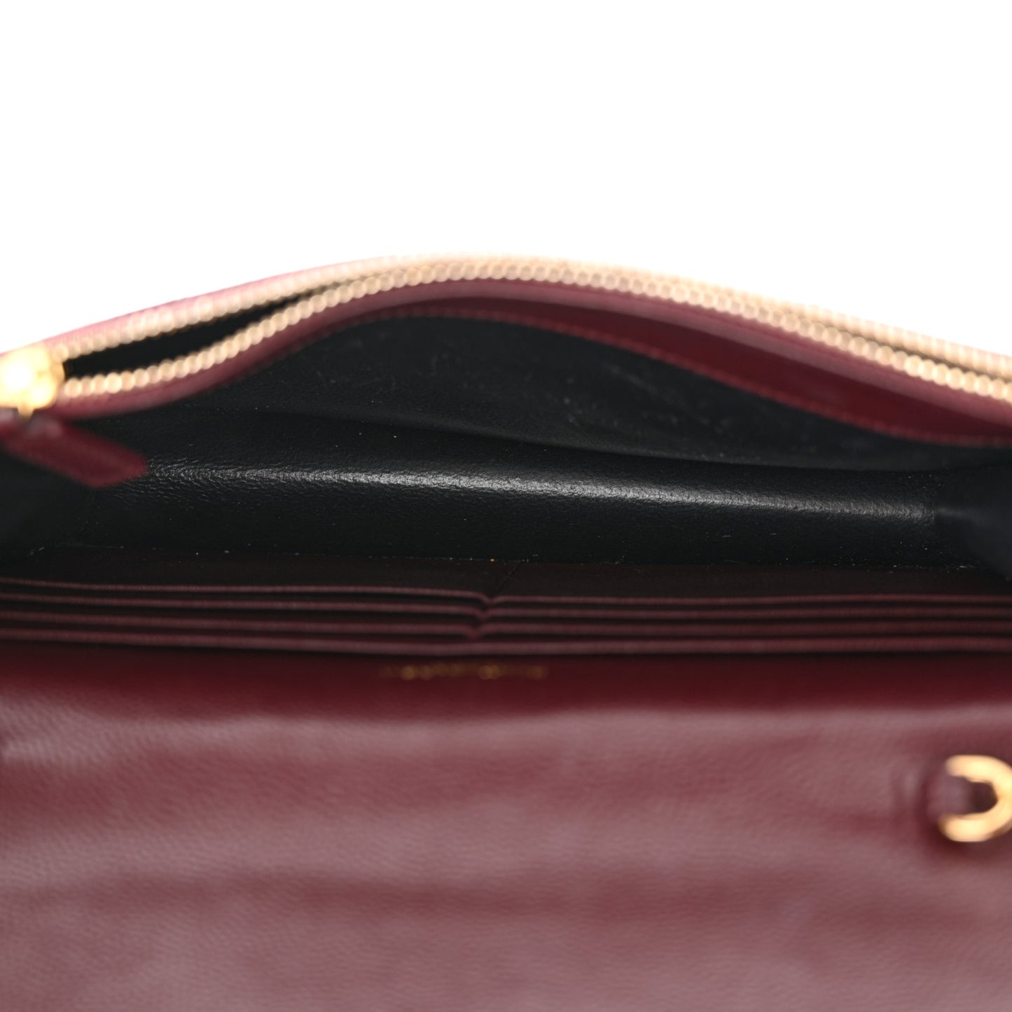 Grain De Poudre Matelasse Chevron Monogram Envelope Chain Wallet Rouge Legion