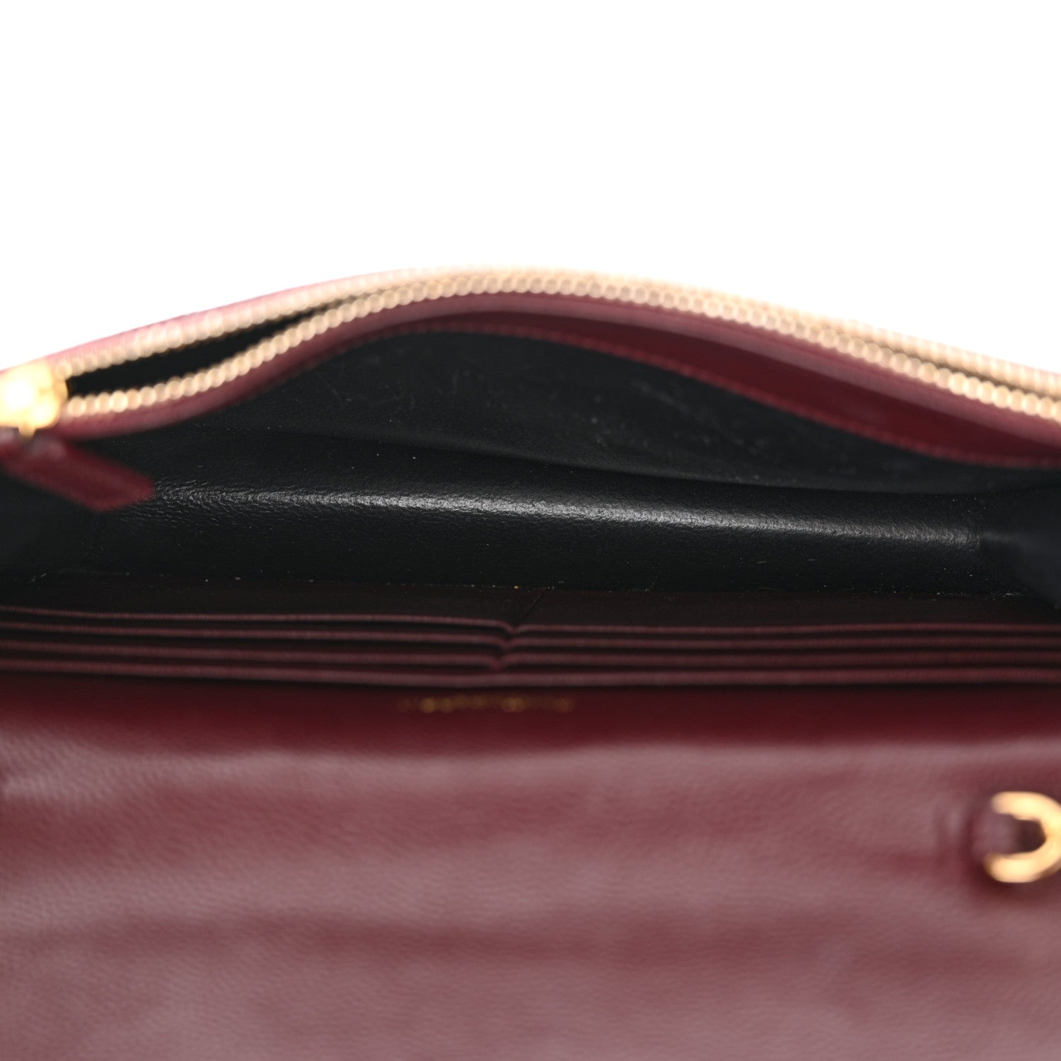 Saint Laurent Grain De Poudre Matelasse Chevron Monogram Envelope Chain Wallet Rouge Legion 5 of 10