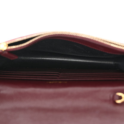 Saint Laurent Grain De Poudre Matelasse Chevron Monogram Envelope Chain Wallet Rouge Legion 5 of 10