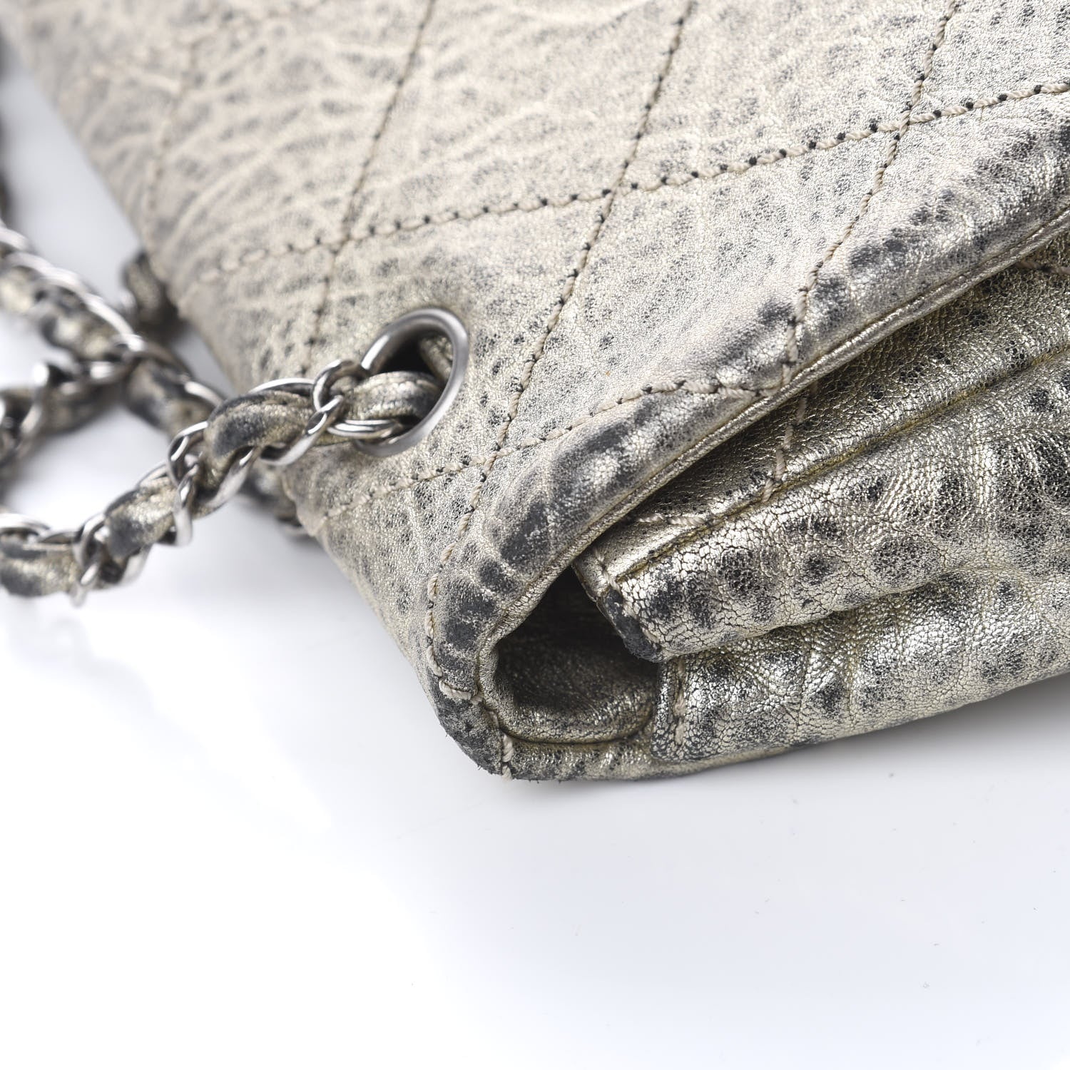 Chanel Distressed Metallic Lambskin Quilted Le Marais Ligne Flap Gold 15 of 16