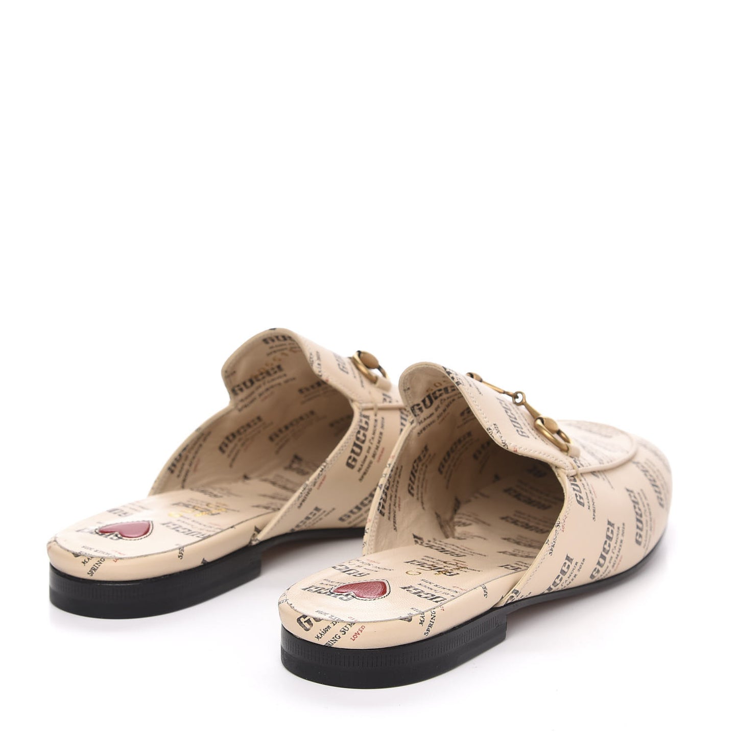 Calfskin Stamp Print Womens Princetown Slippers 37 Soy Black