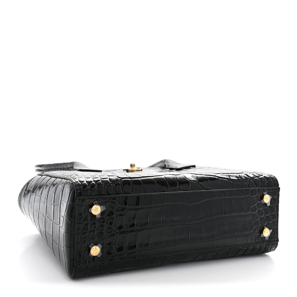 Chanel Calfskin Crocodile Embossed Small Archetype Black 4 of 12