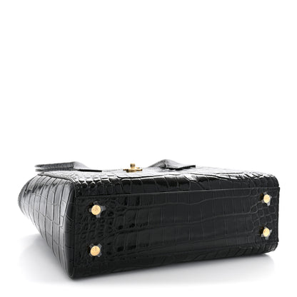 Chanel Calfskin Crocodile Embossed Small Archetype Black 4 of 12