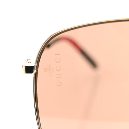 Gucci Rectangular Frame Interlocking G Sunglasses GG0394S Gold Green Red 6 of 7