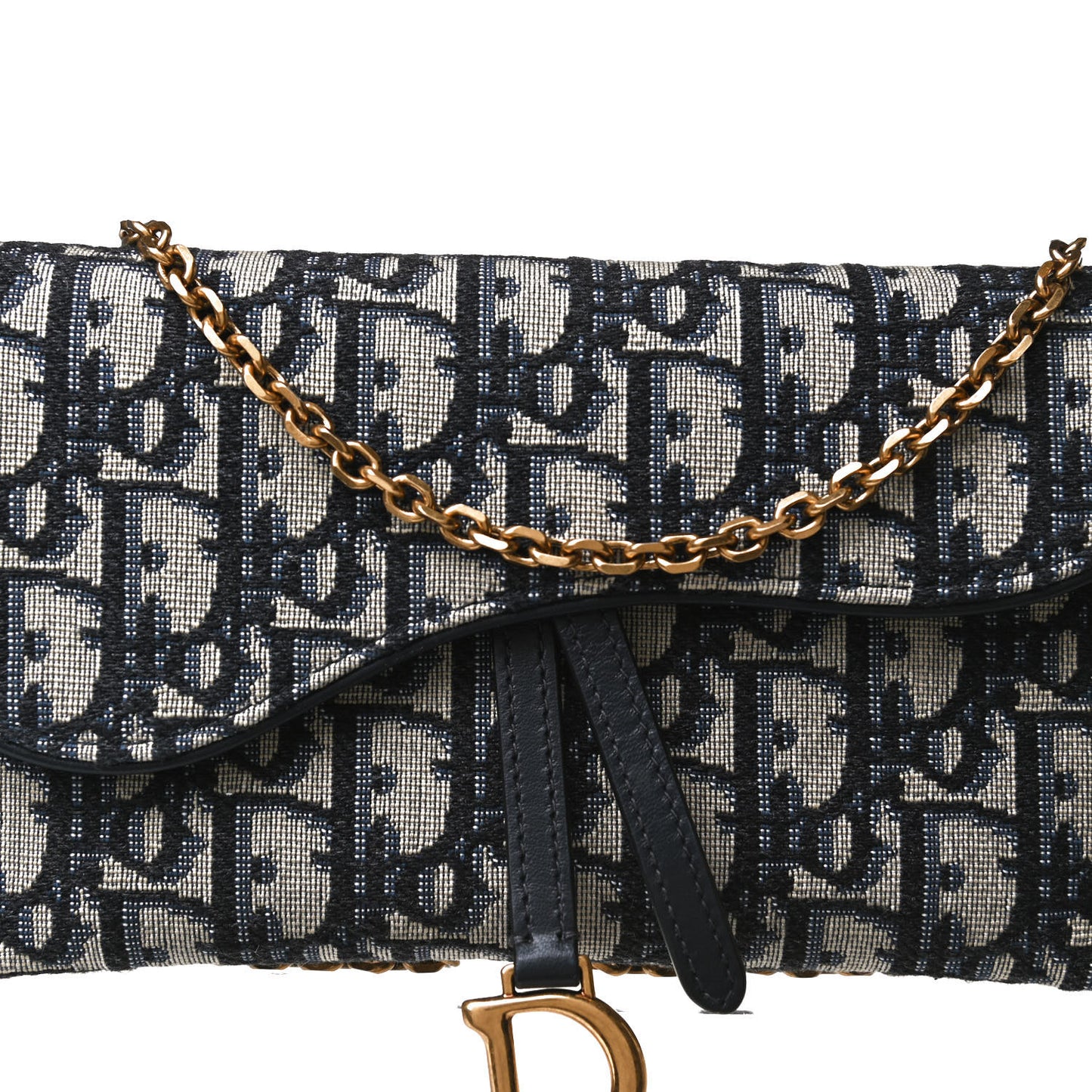 Oblique Saddle Chain Long Wallet Blue