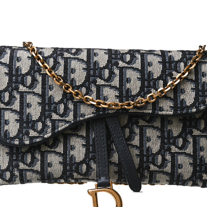 Christian Dior Oblique Saddle Chain Long Wallet Blue 8 of 14