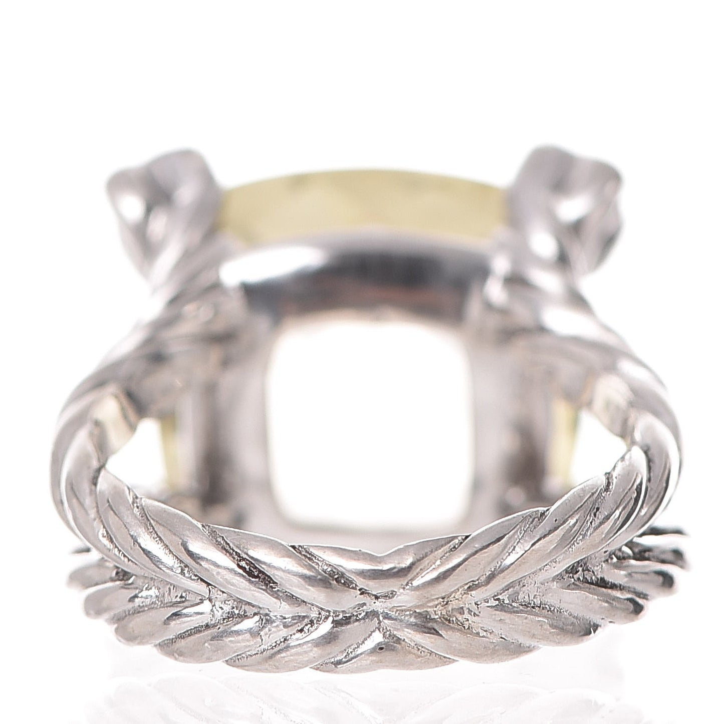 Sterling Silver Diamond Prasiolite 15mm Cushion On Point Ring 53.5 6.5