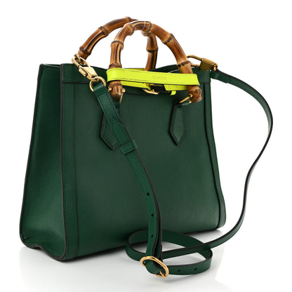 Gucci Wonka Grain Calfskin Small Diana Tote Bag Green Yellow Fluo 3 of 14