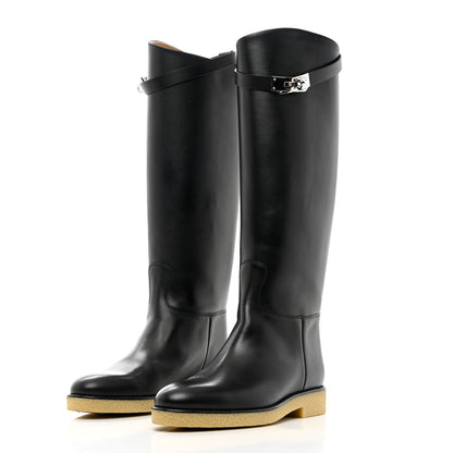 Hermes Calfskin Faustine Boots 38.5 Black 3 of 14