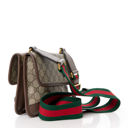 Gucci GG Supreme Monogram Web Small Neo Vintage Double Flap Messenger Bag Beige New Acero 3 of 12