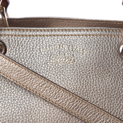 Gucci Metallic Pebbled Calfskin Medium Bamboo Shopper Tote Golden Beige 8 of 10