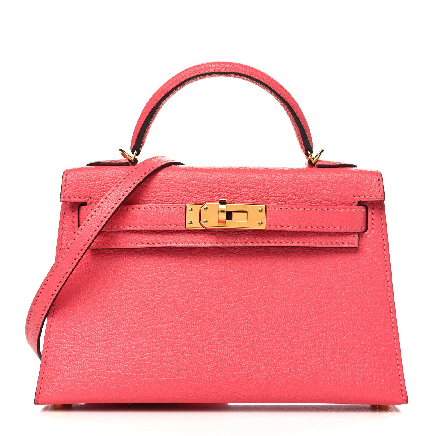 Hermes Chevre Mysore Mini Kelly Sellier 20 Rose Lipstick 1 of 10