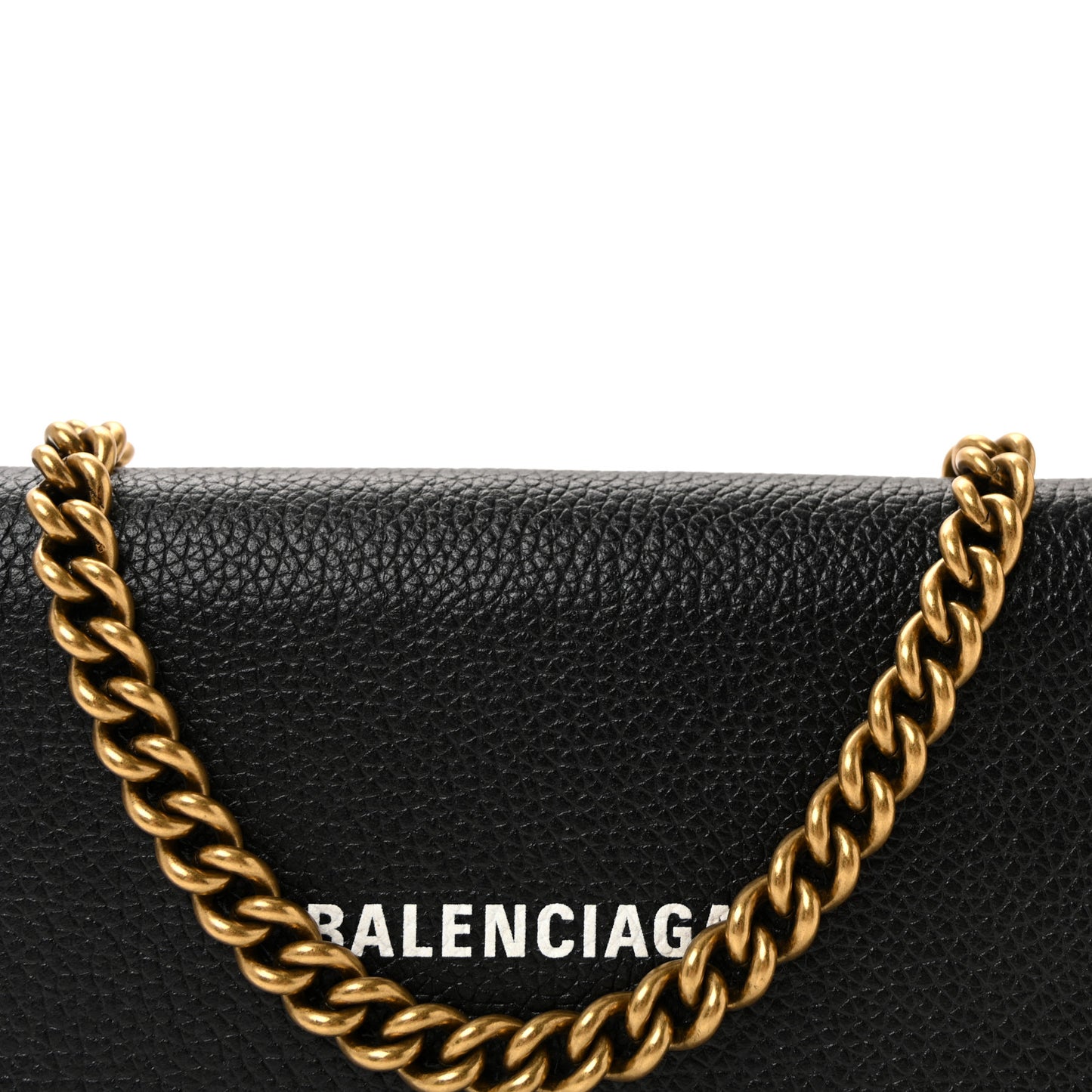 Grained Calfskin Logo Cash Phone Holder Wallet On Chain Black