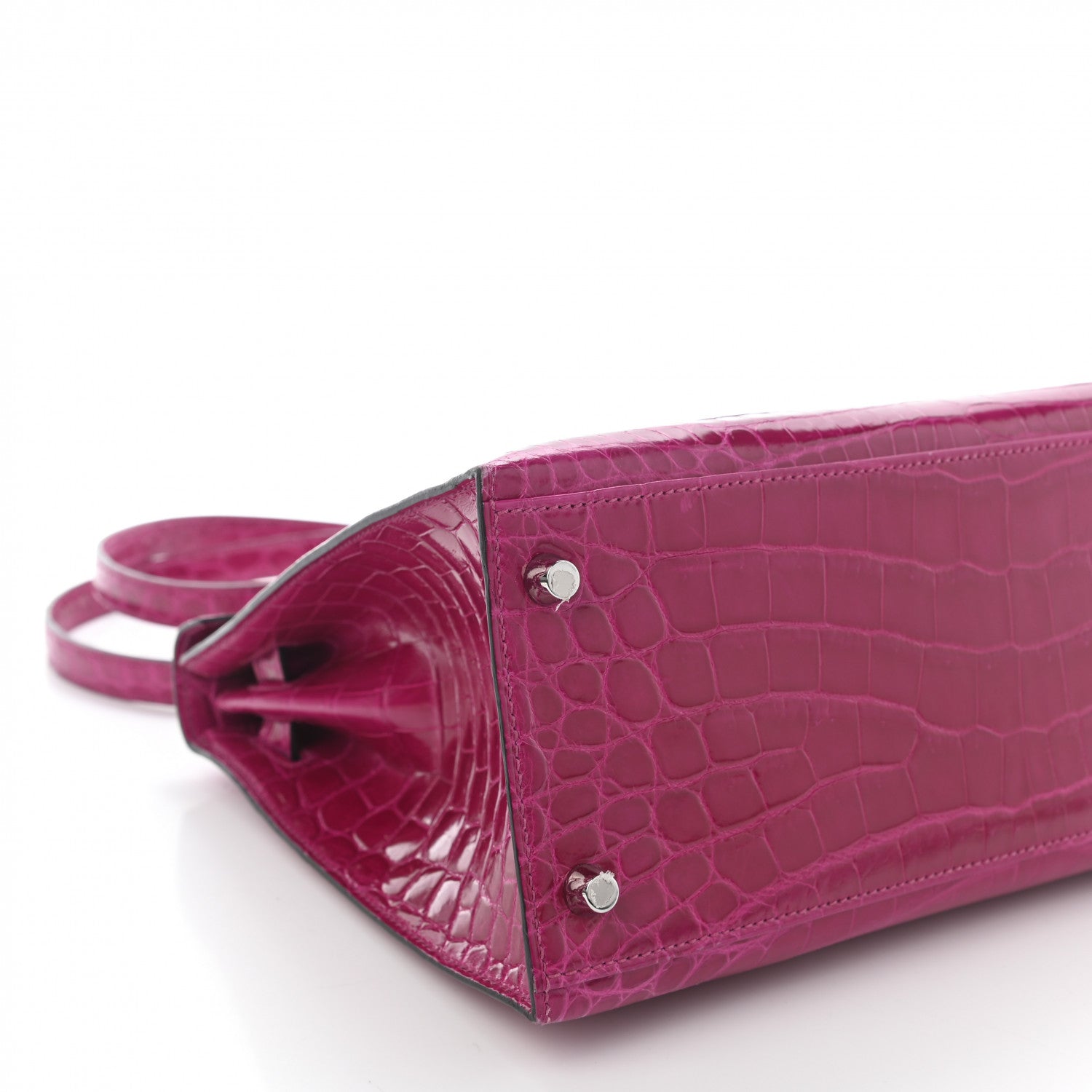 Hermes Shiny Niloticus Crocodile Kelly Sellier 28 Rose Scheherazade 9 of 11
