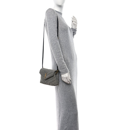 Saint Laurent Denim Y Quilted Monogram Toy Loulou Crossbody Bag Grey 2 of 14