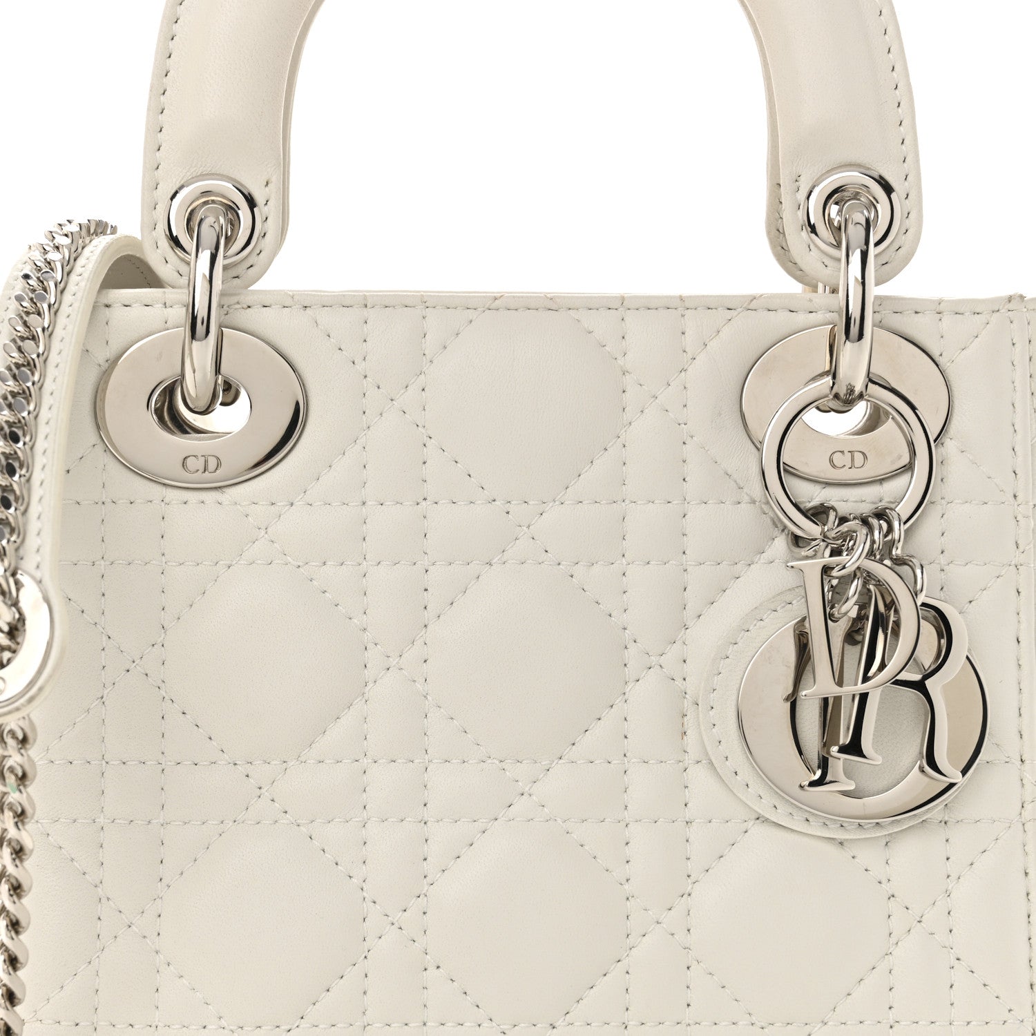 Christian Dior Lambskin Cannage Mini Lady Dior White 8 of 14