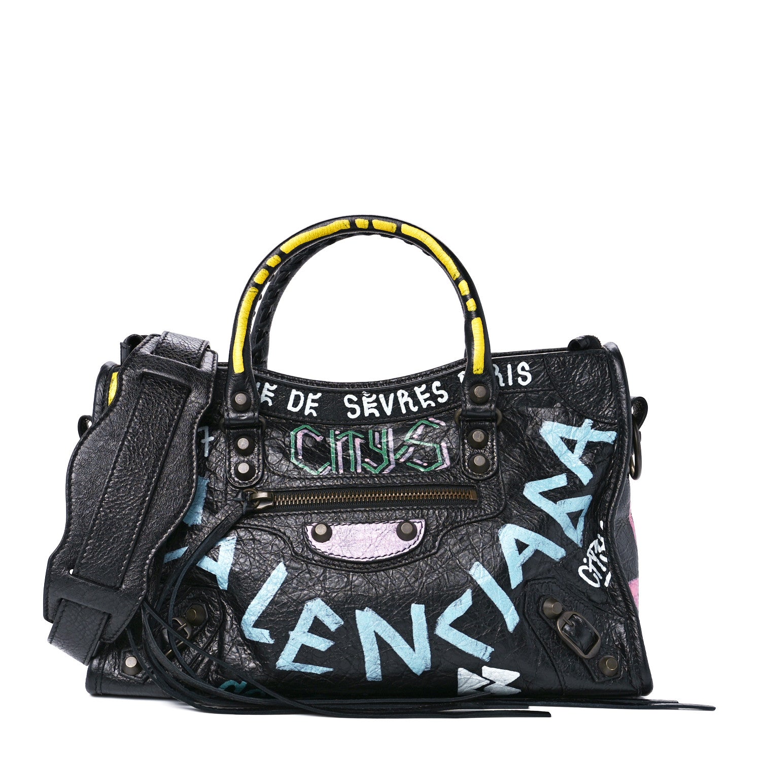 Balenciaga Agneau Graffiti All Over Classic Hardware S City Black Multicolor 3 of 12