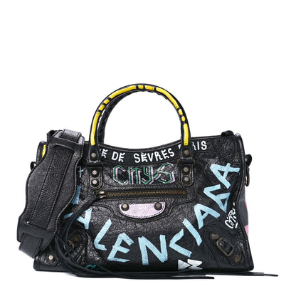 Balenciaga Agneau Graffiti All Over Classic Hardware S City Black Multicolor 3 of 12