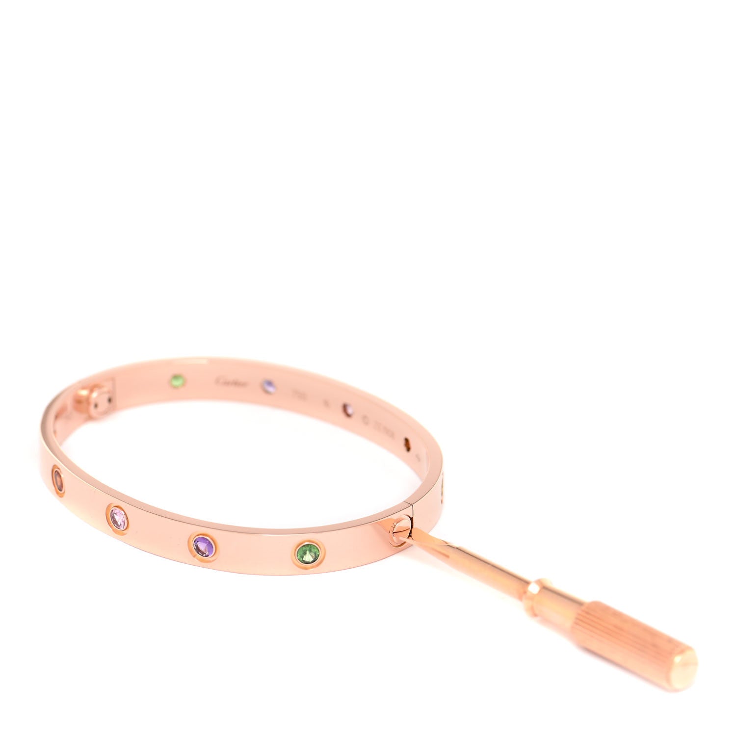 Cartier 18K Pink Gold Sapphire Garnet Amethyst LOVE Bracelet 16 4 of 6