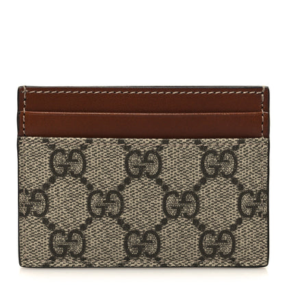 Gucci GG Supreme Monogram Calfskin Card Holder Beige Ebony Cuir 1 of 7