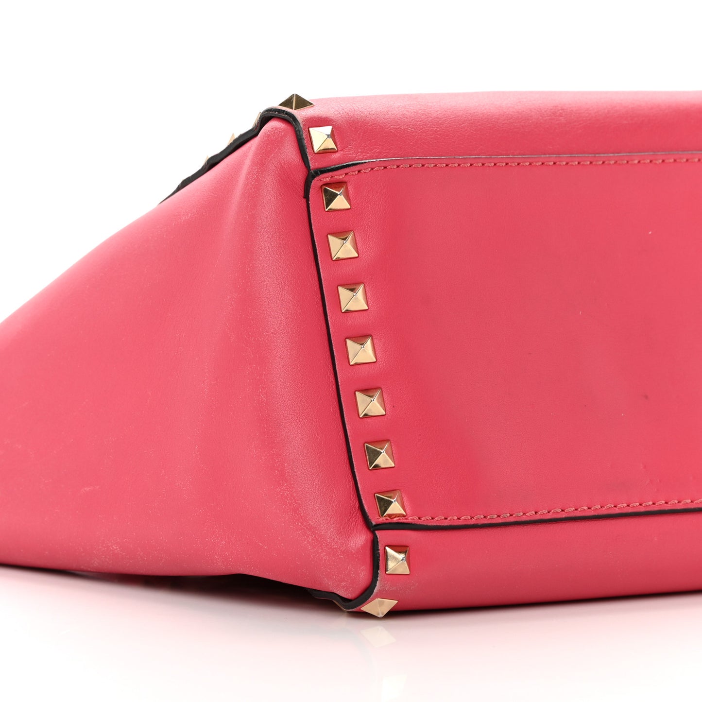 Vitello Small Rockstud Double Handle Tote Framboise