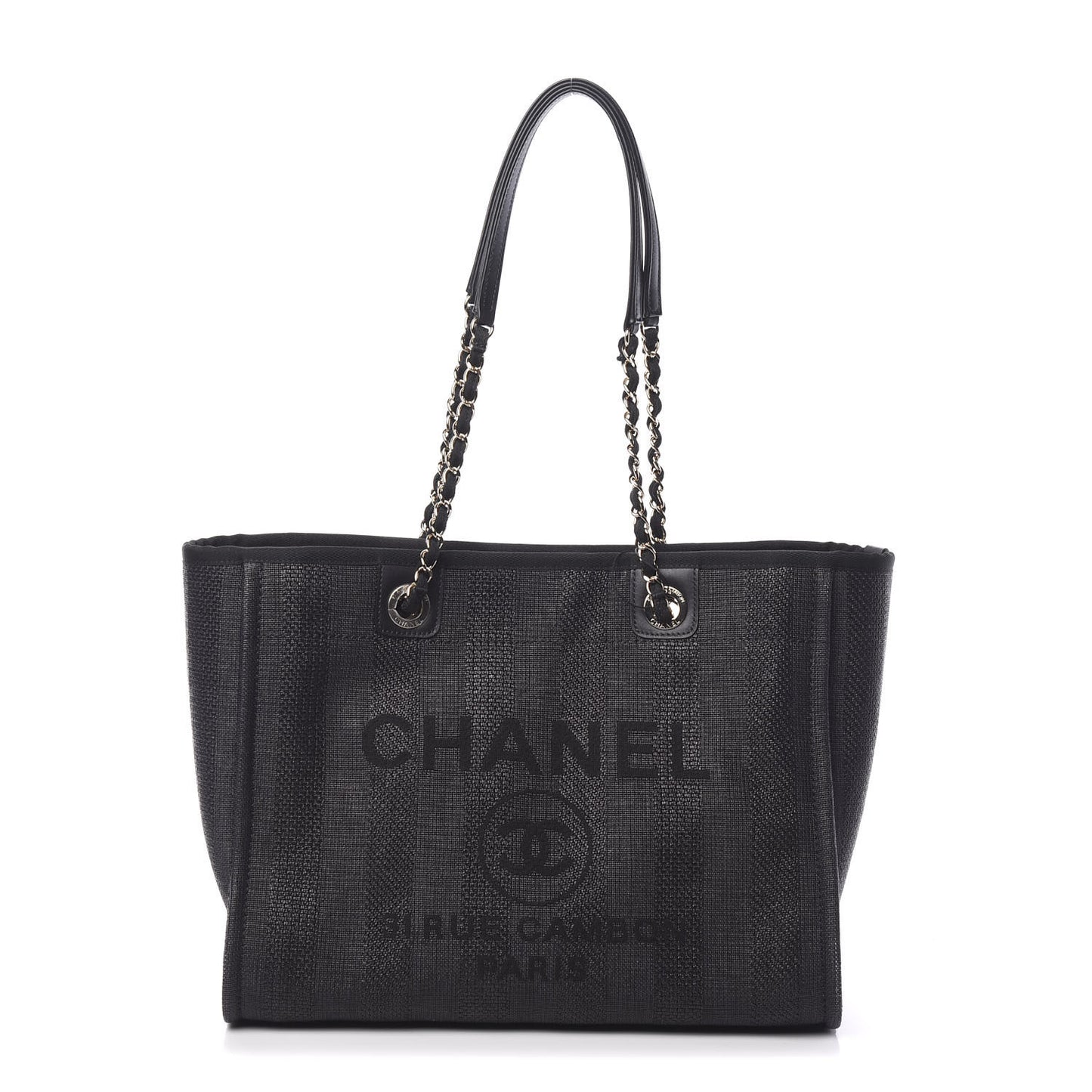 Mixed Fibers Striped Small Deauville Tote Black
