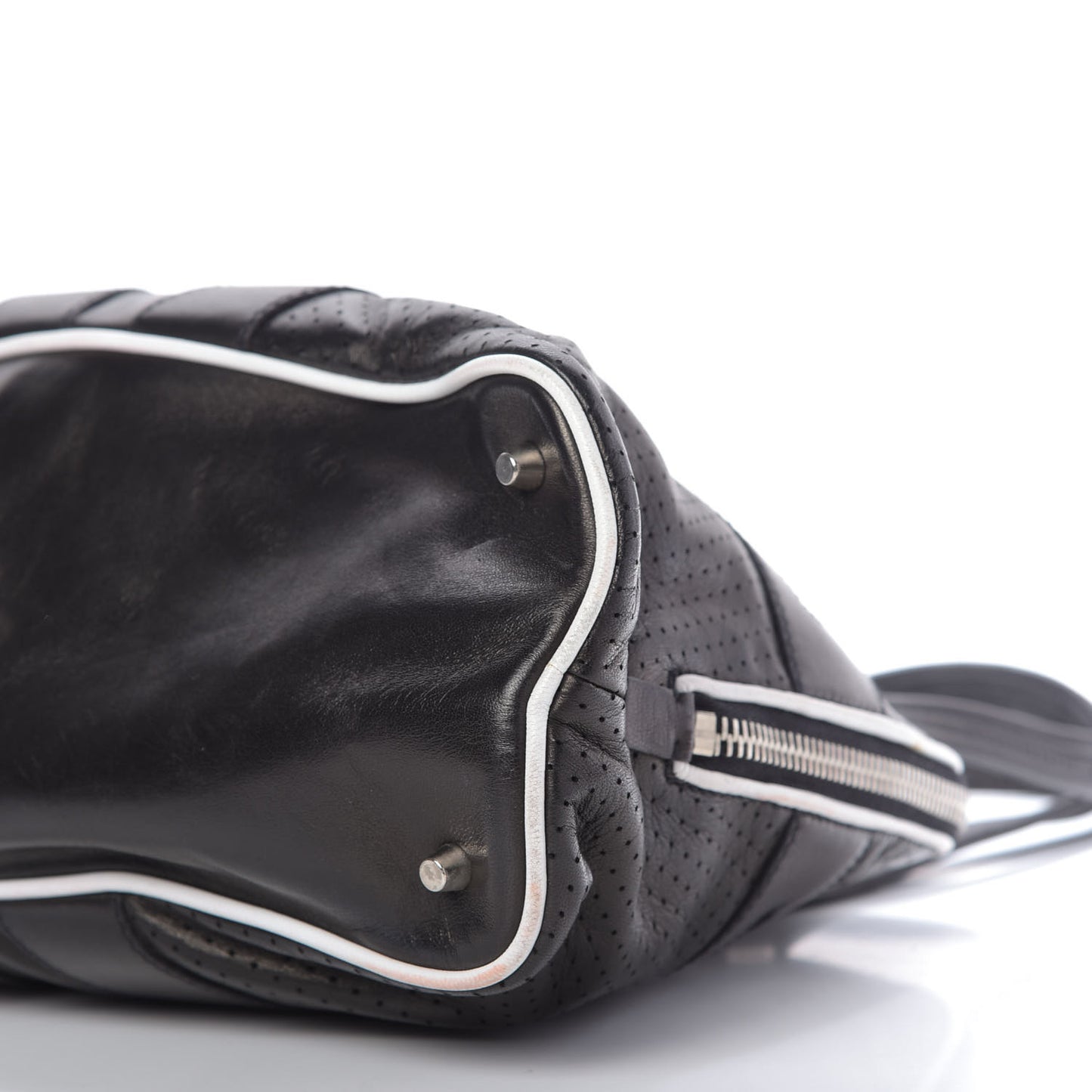 Vitello Drive Perforated Shoulder Bag Black