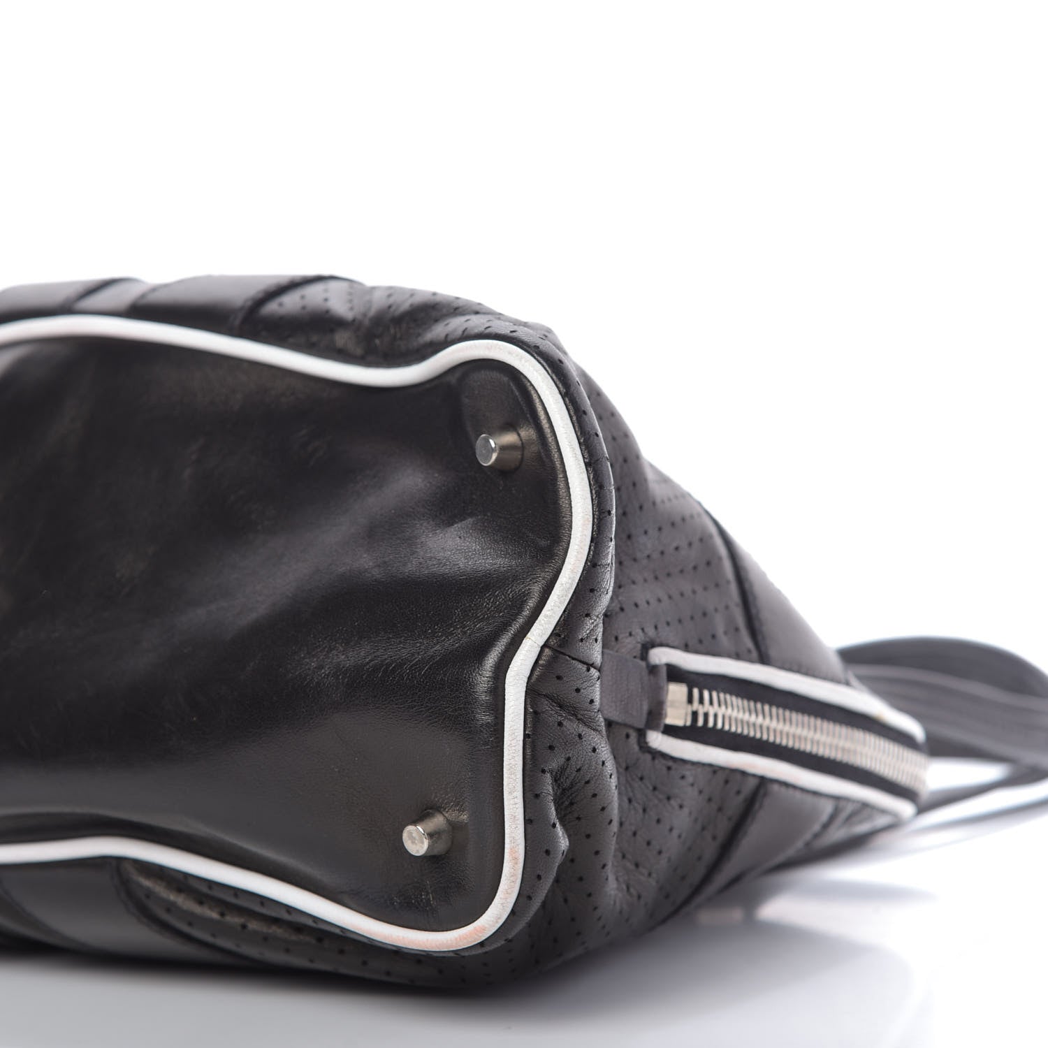 Prada Vitello Drive Perforated Shoulder Bag Black 7 of 14