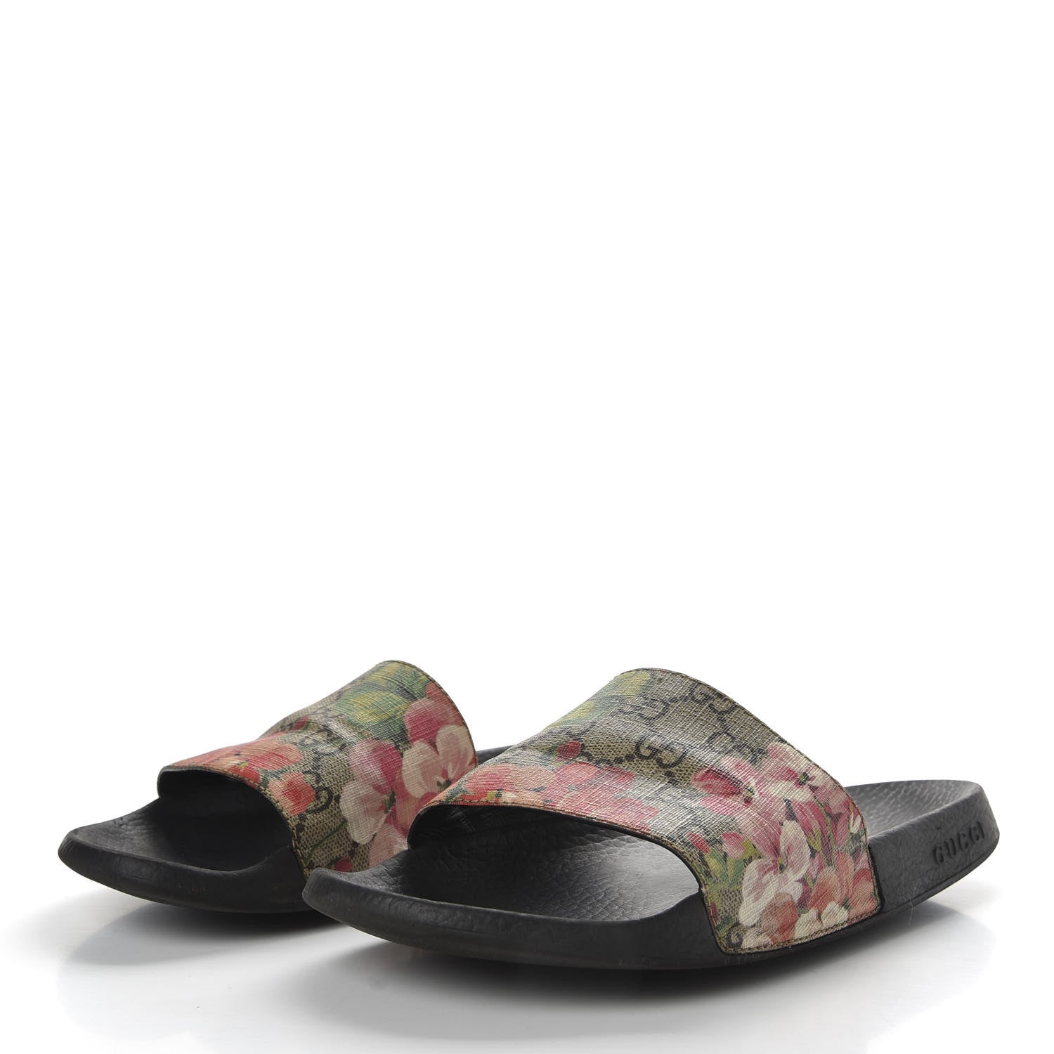 Gucci GG Supreme Monogram Blooms Slide Sandals 39 Beige Multicolor 3 of 9