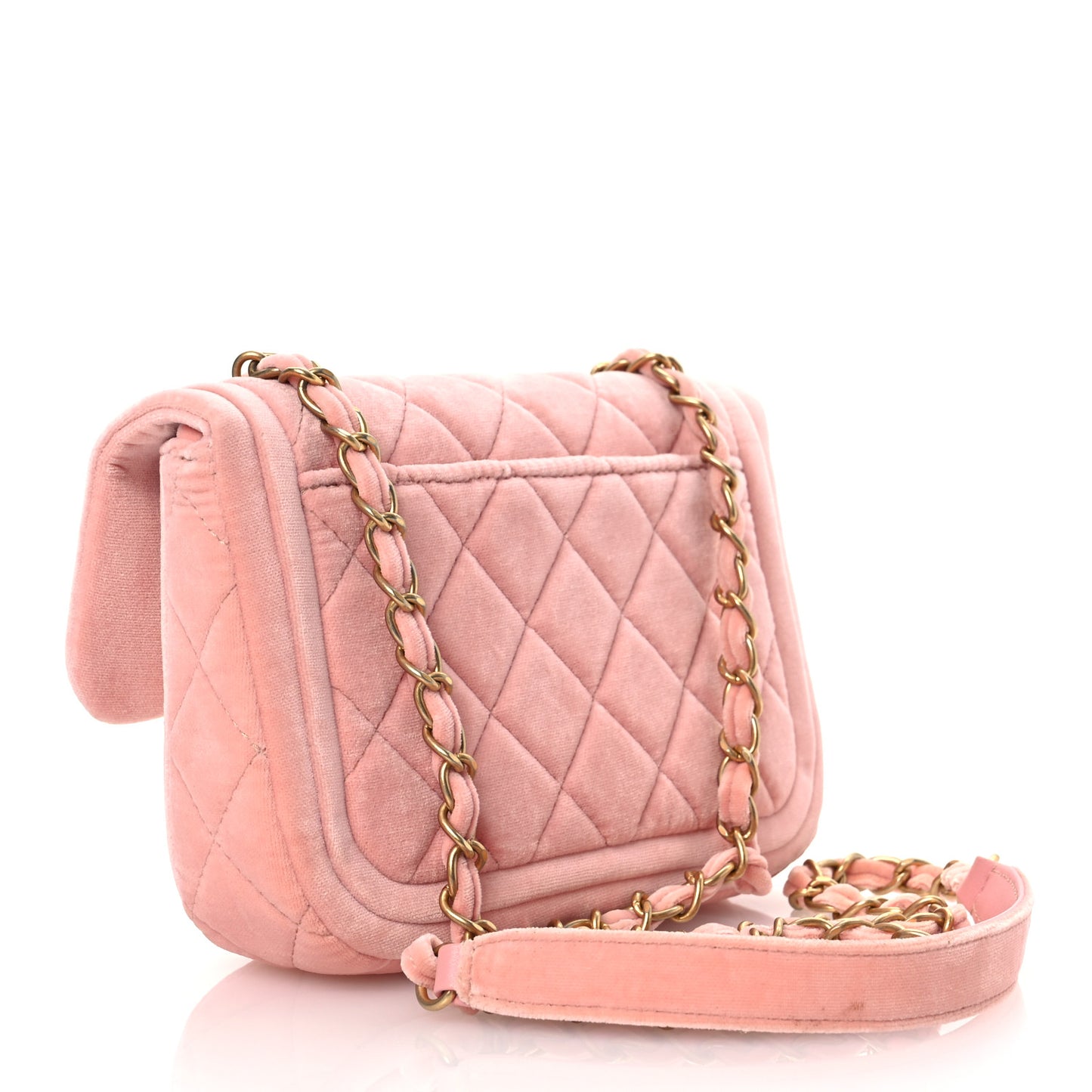 Velour Quilted Mini Double Frame Flap Rose