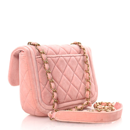 Chanel Velour Quilted Mini Double Frame Flap Rose 3 of 17