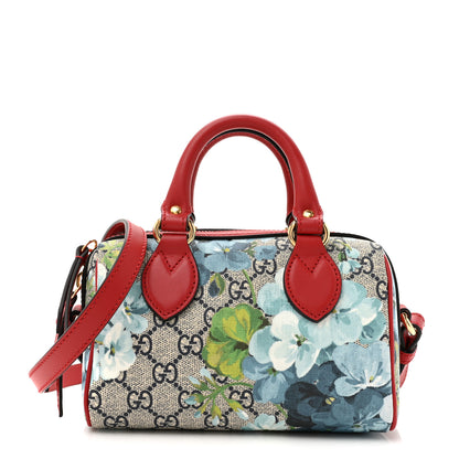Gucci GG Supreme Monogram Blooms Mini Boston Navy Blue Hibiscus 1 of 10