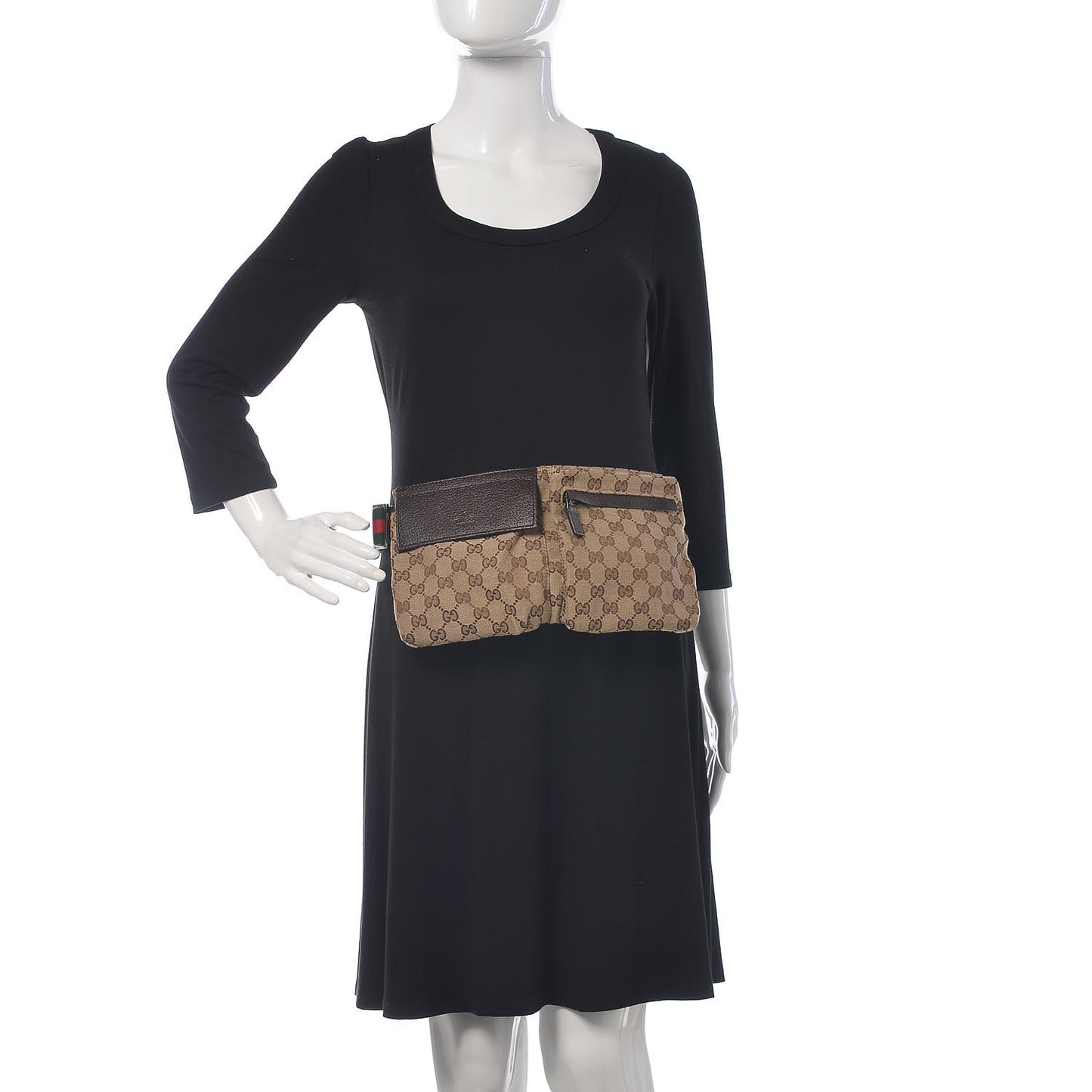 Monogram Web Belt Bag Dark Brown