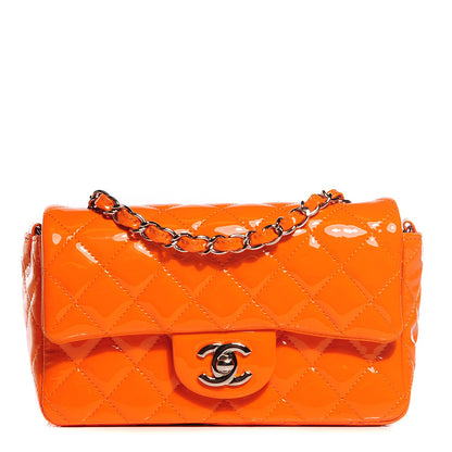 Chanel Patent Quilted Mini Rectangular Flap Orange 1 of 10