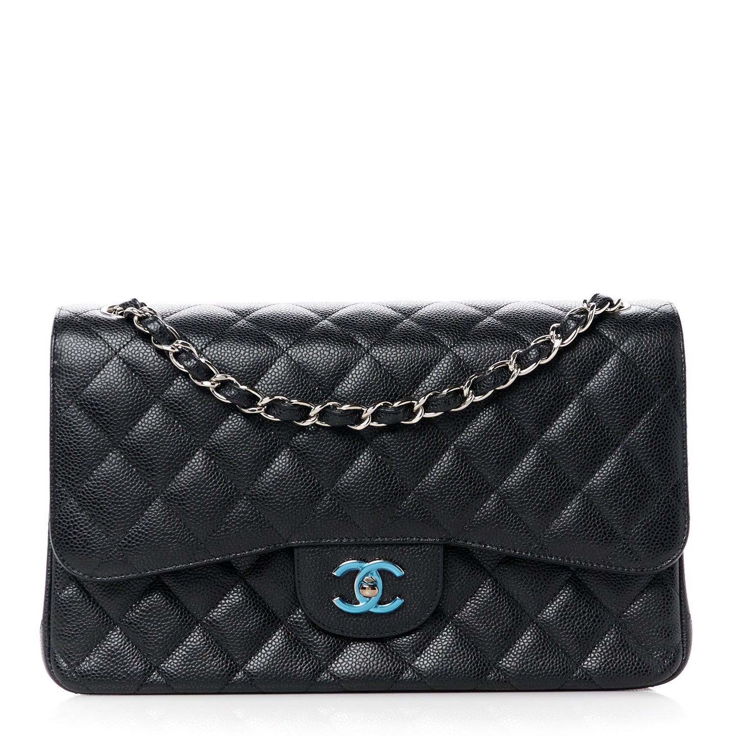 Caviar Quilted Jumbo Double Flap Black