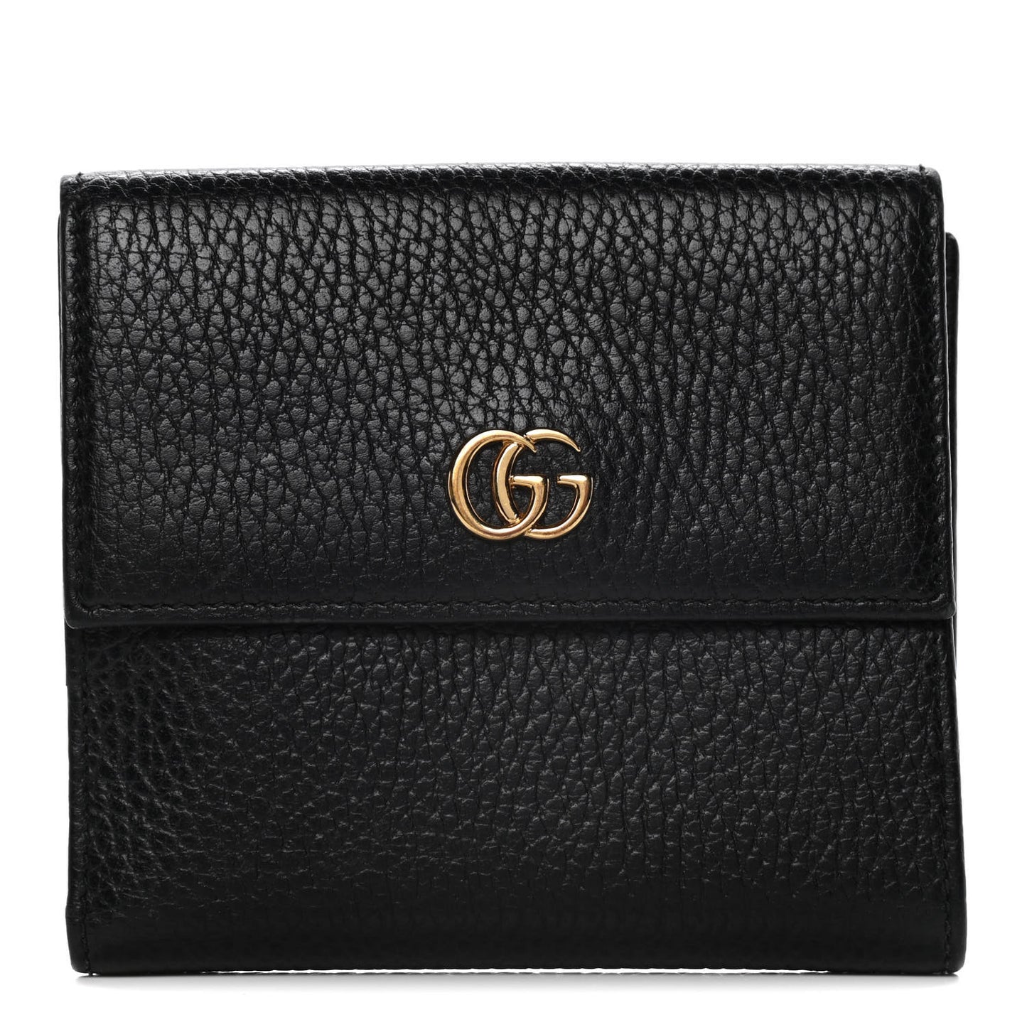 Dollar Calfskin Double G French Flap Wallet Black
