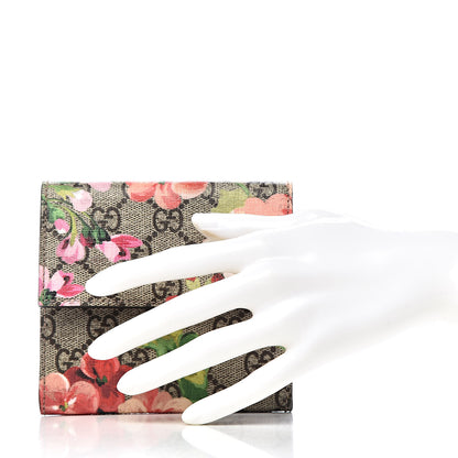 Gucci GG Supreme Monogram Blooms French Flap Wallet Beige Multicolor Dry Rose 2 of 8