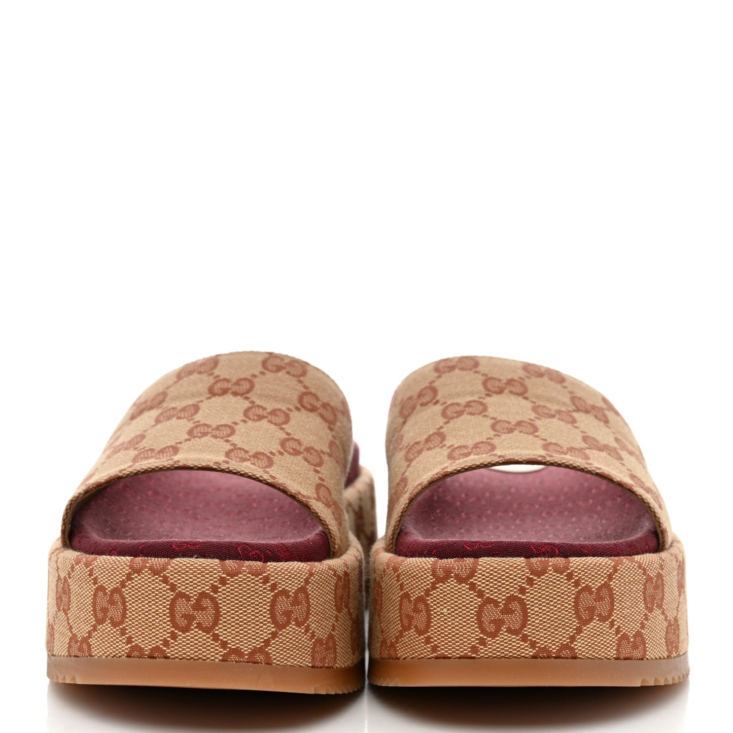 Canvas GG Monogram Angelina Platform Slide Sandals 37.5 Beige Ruggine