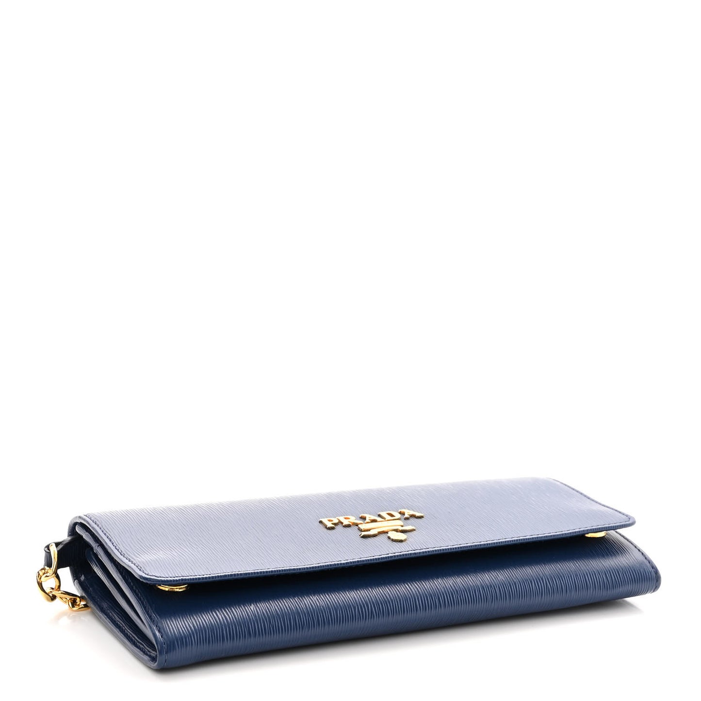 Vitello Move Metal Oro Chain Wallet Bluette