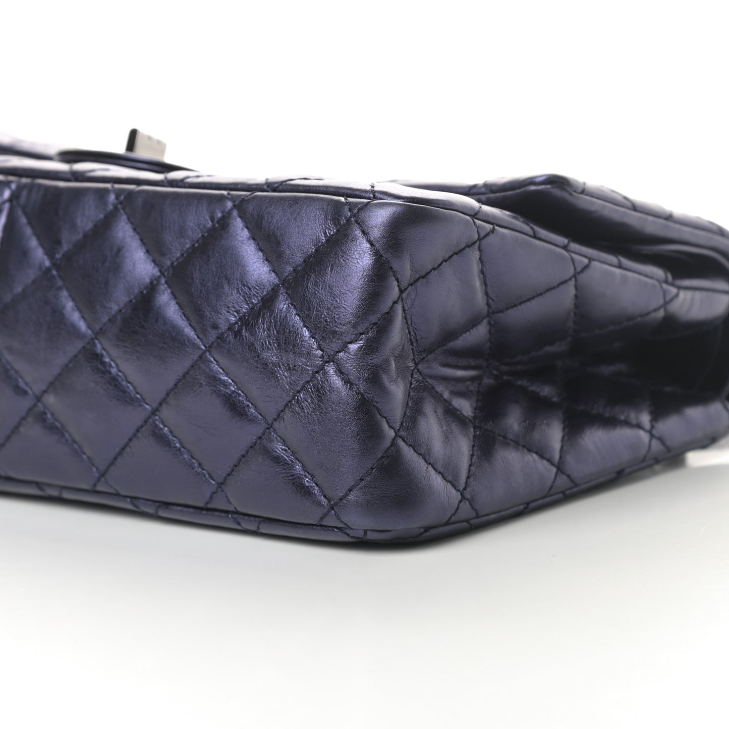 Metallic Aged Calfskin Quilted 2.55 Reissue 226 Flap Dark Navy Blue