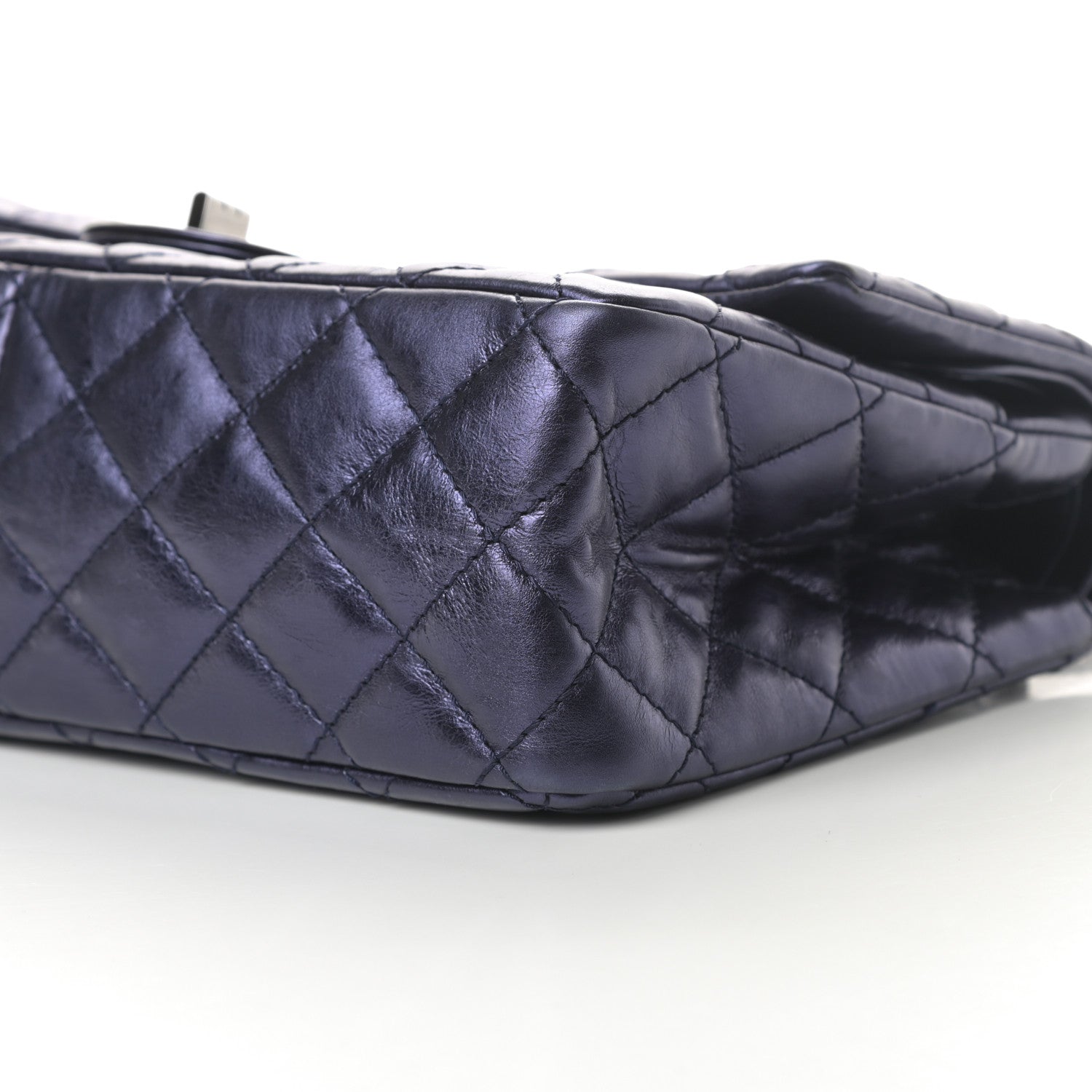 Chanel Metallic Aged Calfskin Quilted 2.55 Reissue 226 Flap Dark Navy Blue 10 of 12