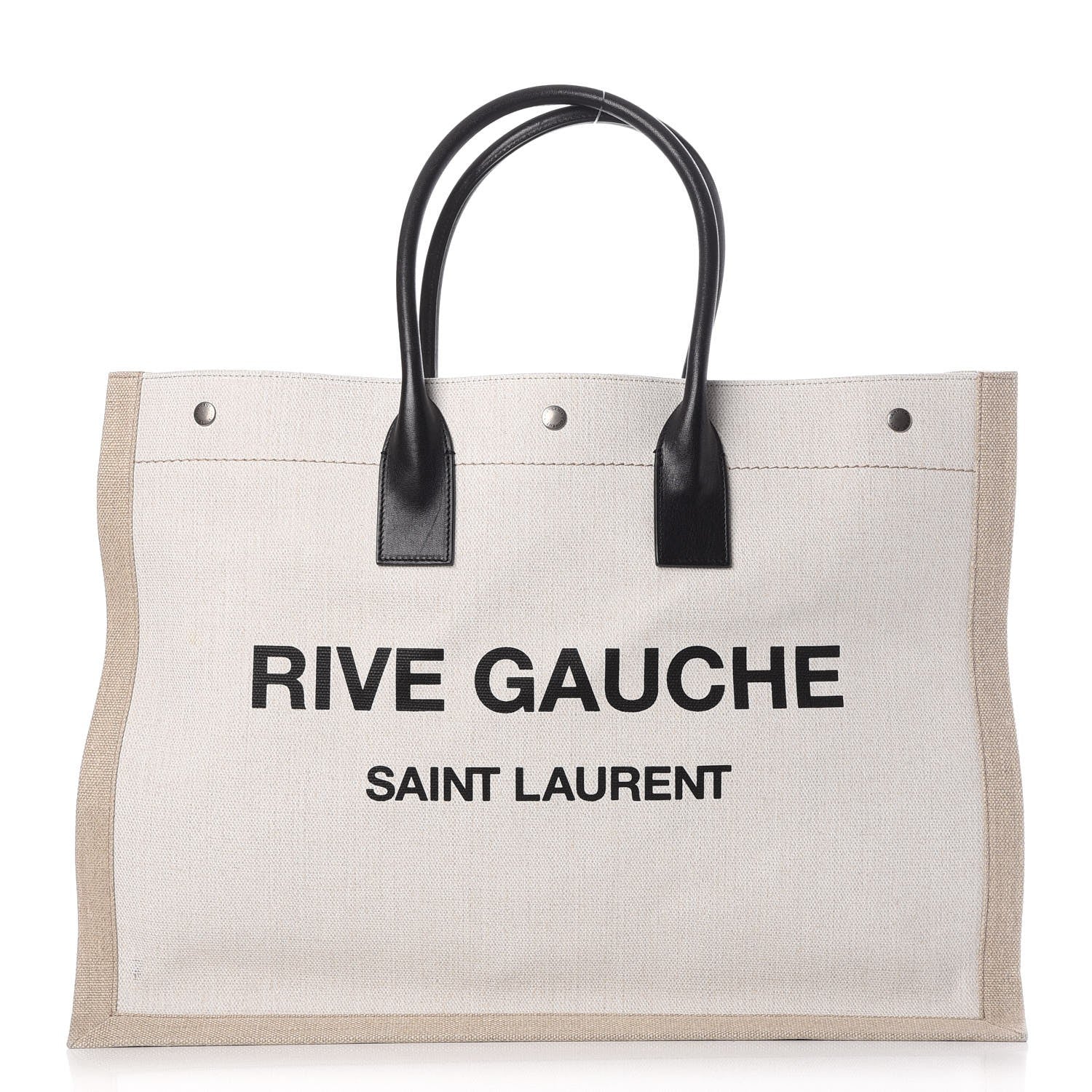 Saint Laurent Linen Calfskin Rive Gauche Tote Optic White 1 of 7