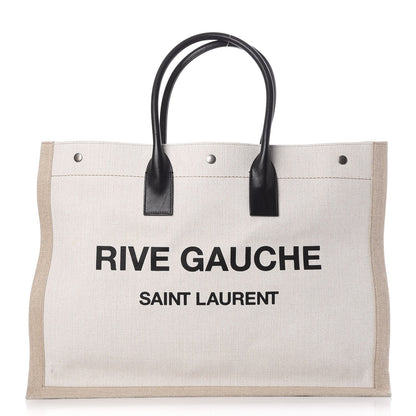 Saint Laurent Linen Calfskin Rive Gauche Tote Optic White 1 of 7