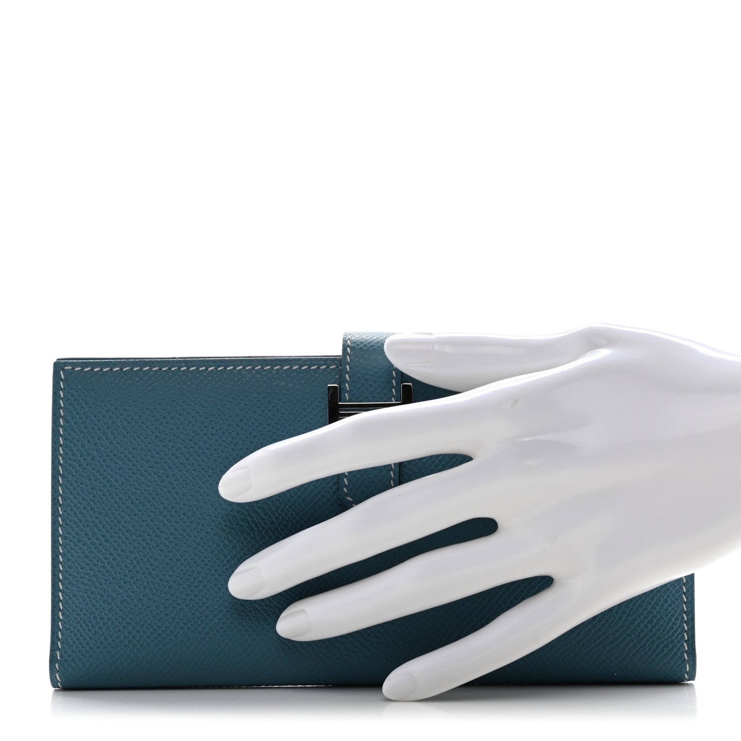Hermes Epsom Bearn Gusset Wallet Blue Jean 2 of 9