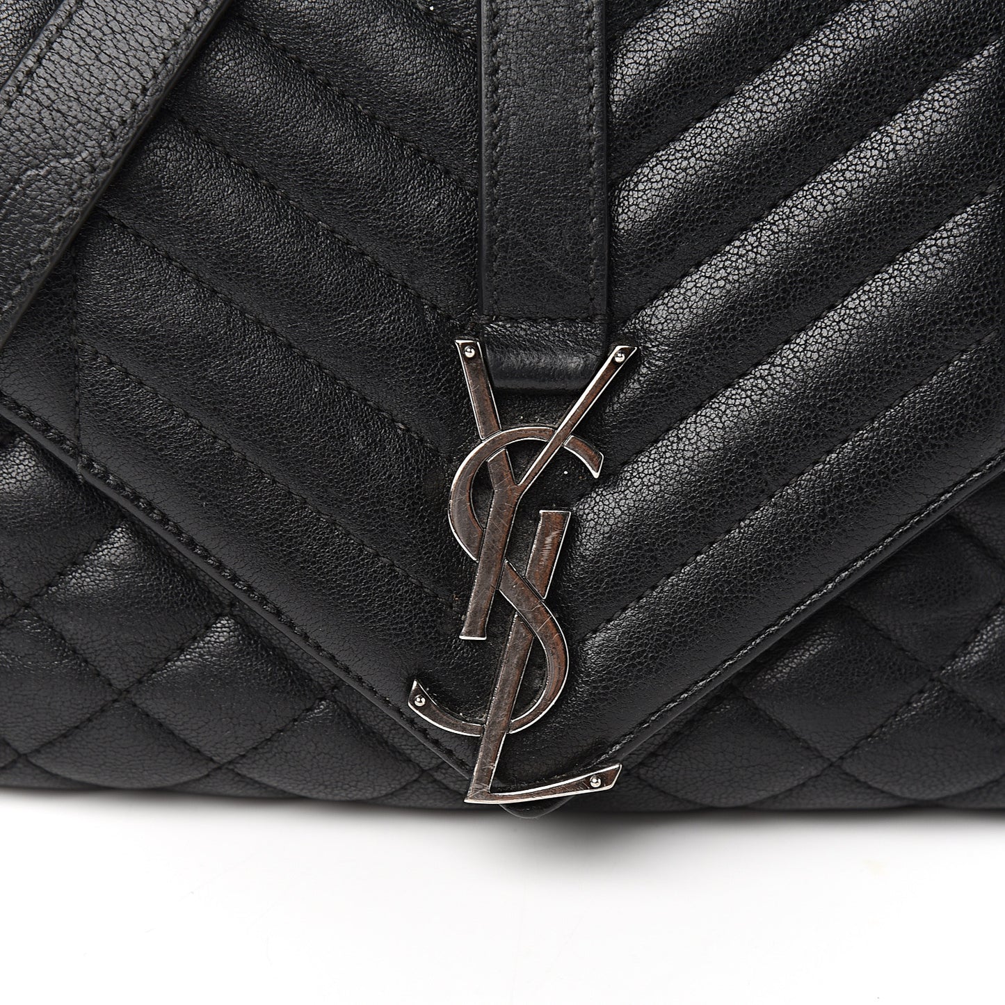 Sheepskin Tri-Quilt Monogram Medium College Bag Black