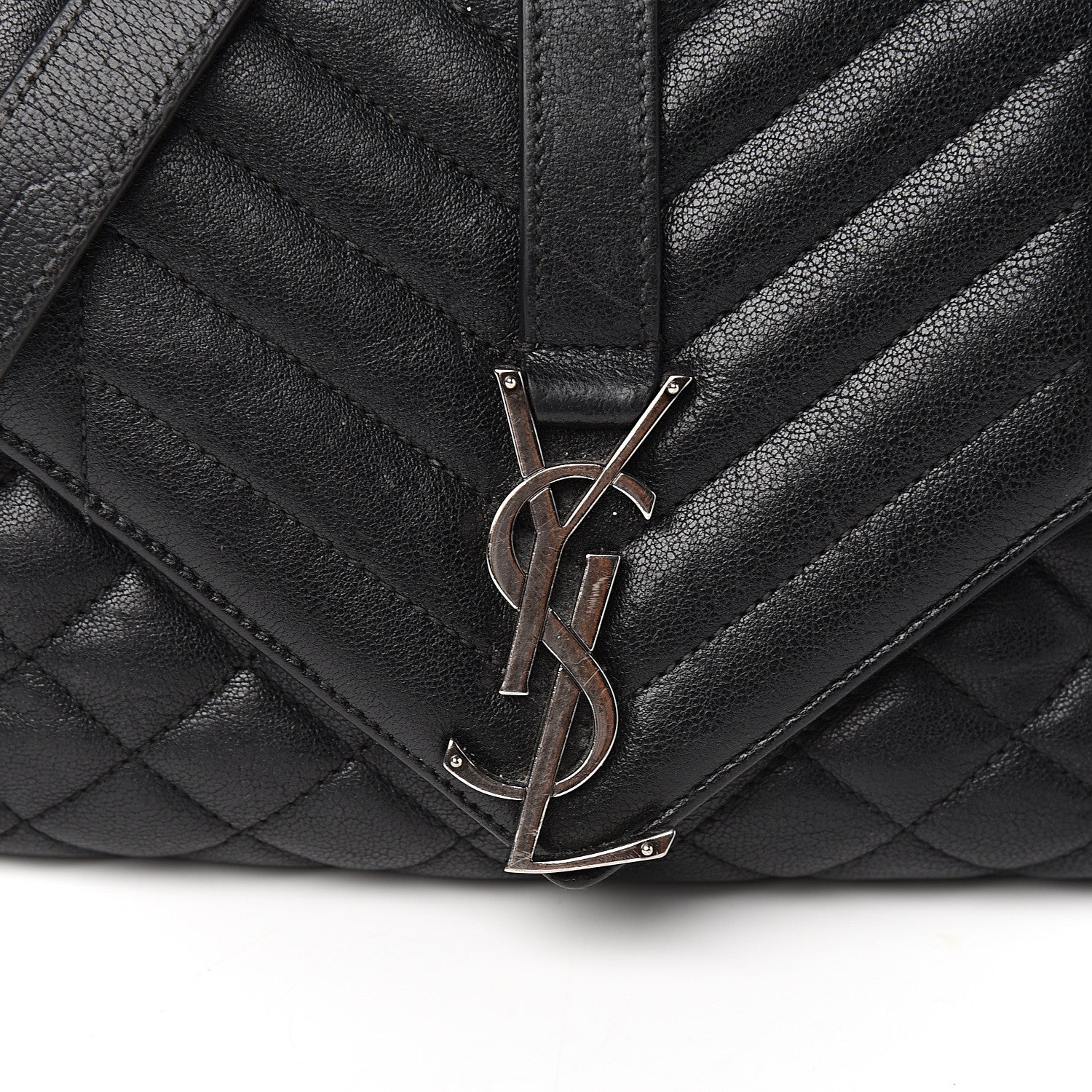 Saint Laurent Sheepskin Tri-Quilt Monogram Medium College Bag Black 9 of 10